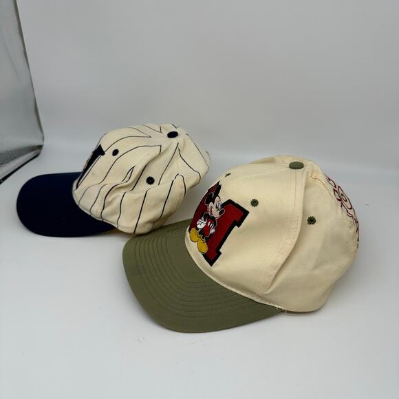 Vintage 90s Mickey Mouse Disney Snapback Embroidered Baseball Cap Lot of 2 - Picture 5 of 15